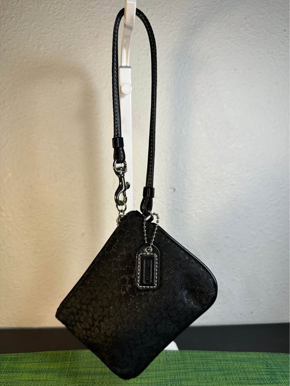 Coach Signature Jacquard Lurex Wristlet (Black)